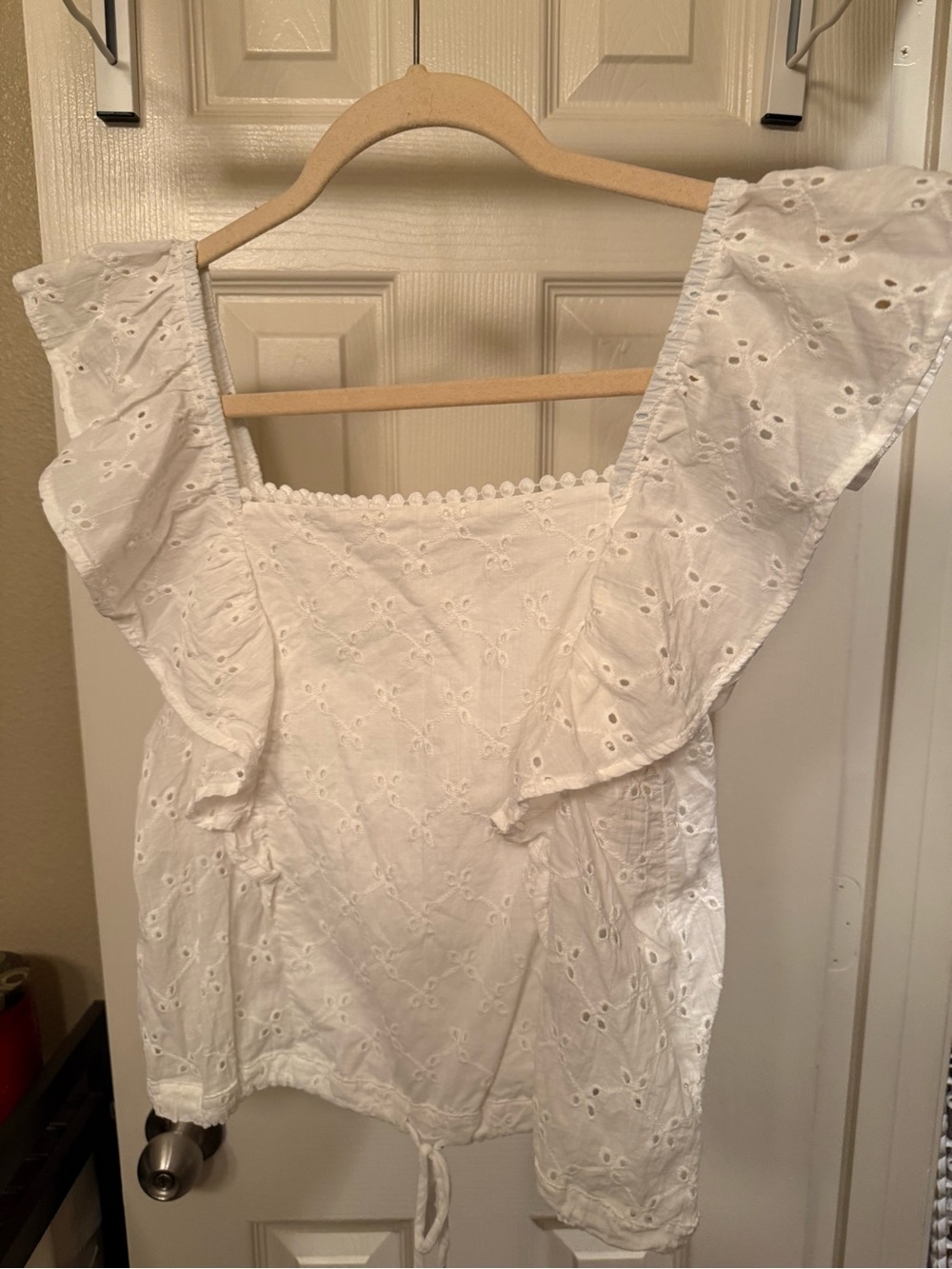 Altar'd State White Eyelet Ruffle Square-Neck Camisole